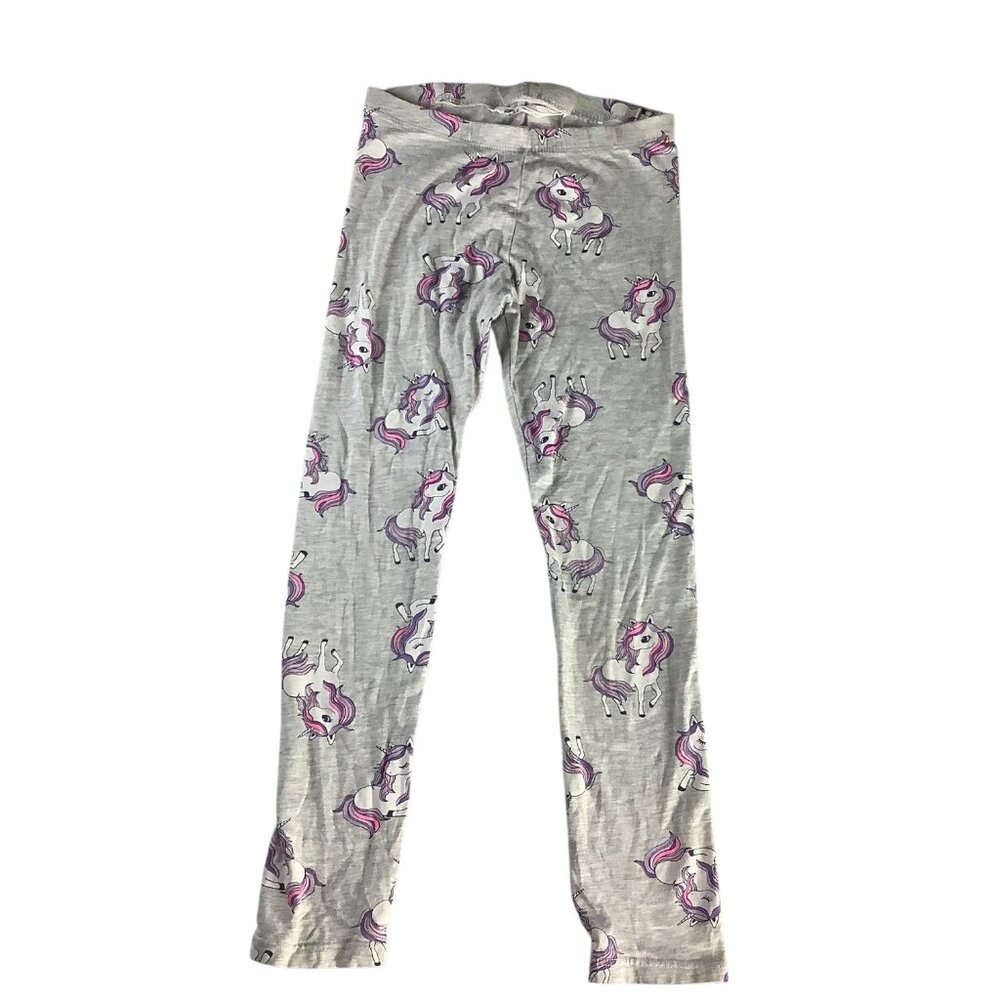 H&M Unicorn Print Leggings Girls US 6-8Y Grey Comfy Stretchy‎ Casual Wear